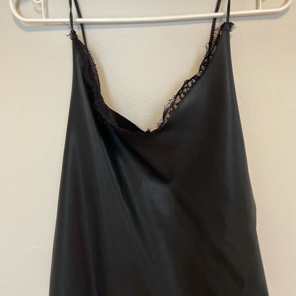 Zara knit black lace and leather top